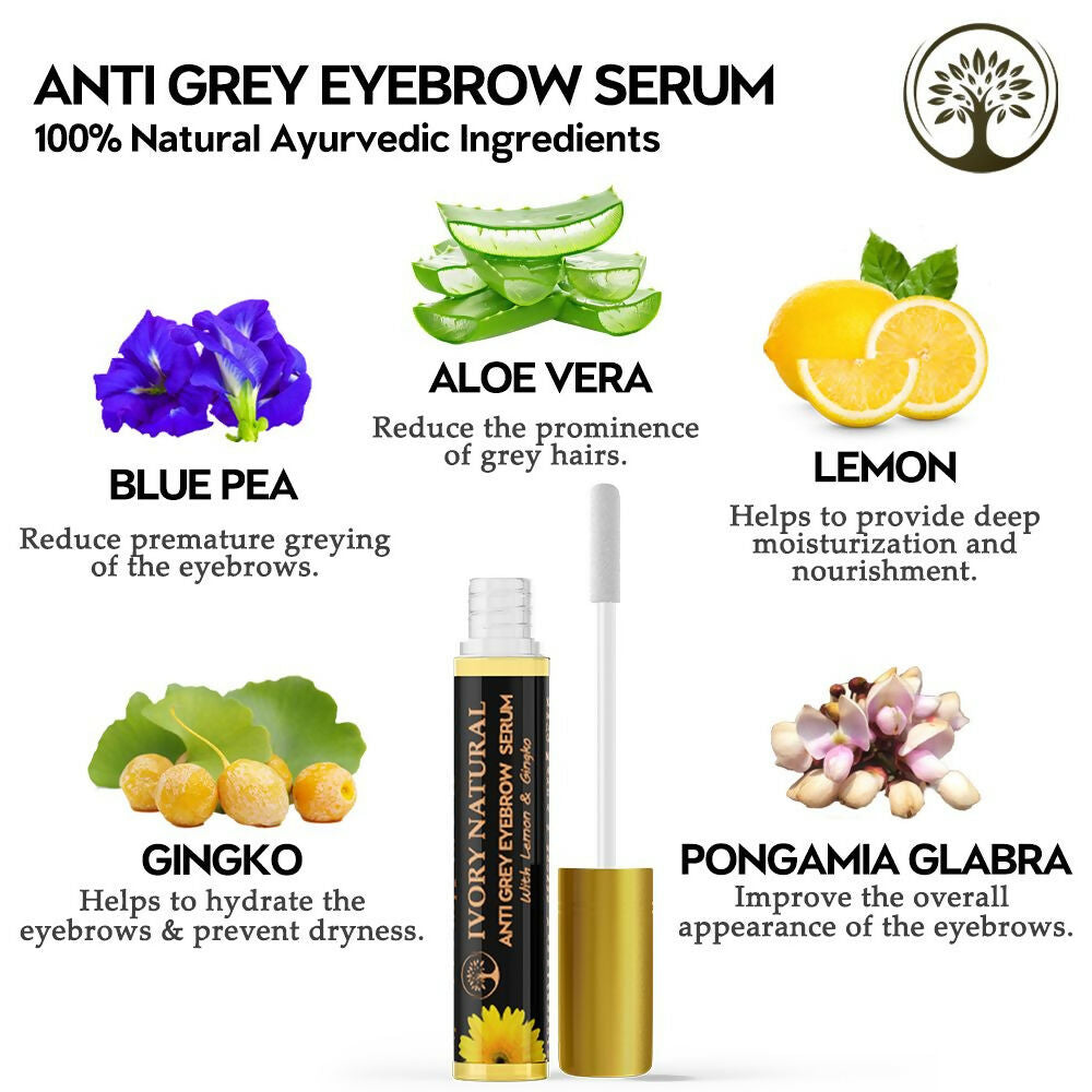 Ivory Natural Grey Eyebrow Serum - Rejuvenates, Nourishes, And Restores Natural Color Of Eyebrows | Grocsy
