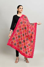 Joban Fashion Multi Color Cotton Embroidery Work Phulkari Dupatta | Grocsy