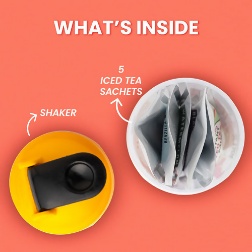 Bevzilla 5 Flavoured Iced Tea Sachets + Shaker | Grocsy