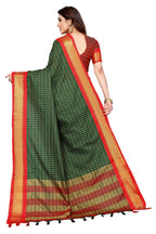 Vamika Weaving Green Cotton Silk Saree | Grocsy