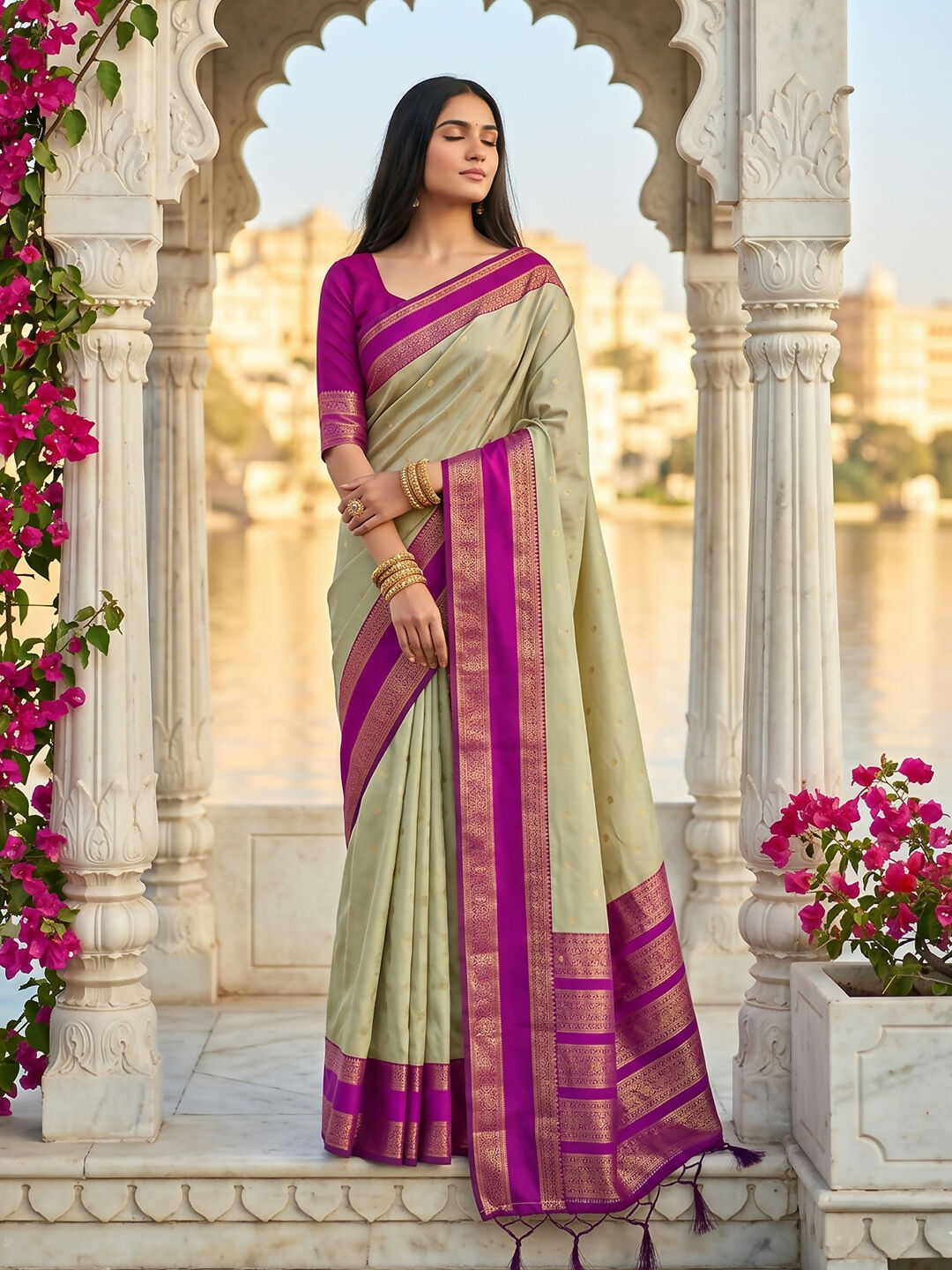 Shree Shyam Fashion Chiku Silk Blend Saree | Grocsy