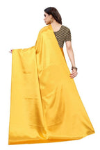 Vamika Plain Yellow Satin Saree (SATIN GLORY Yellow) | Grocsy