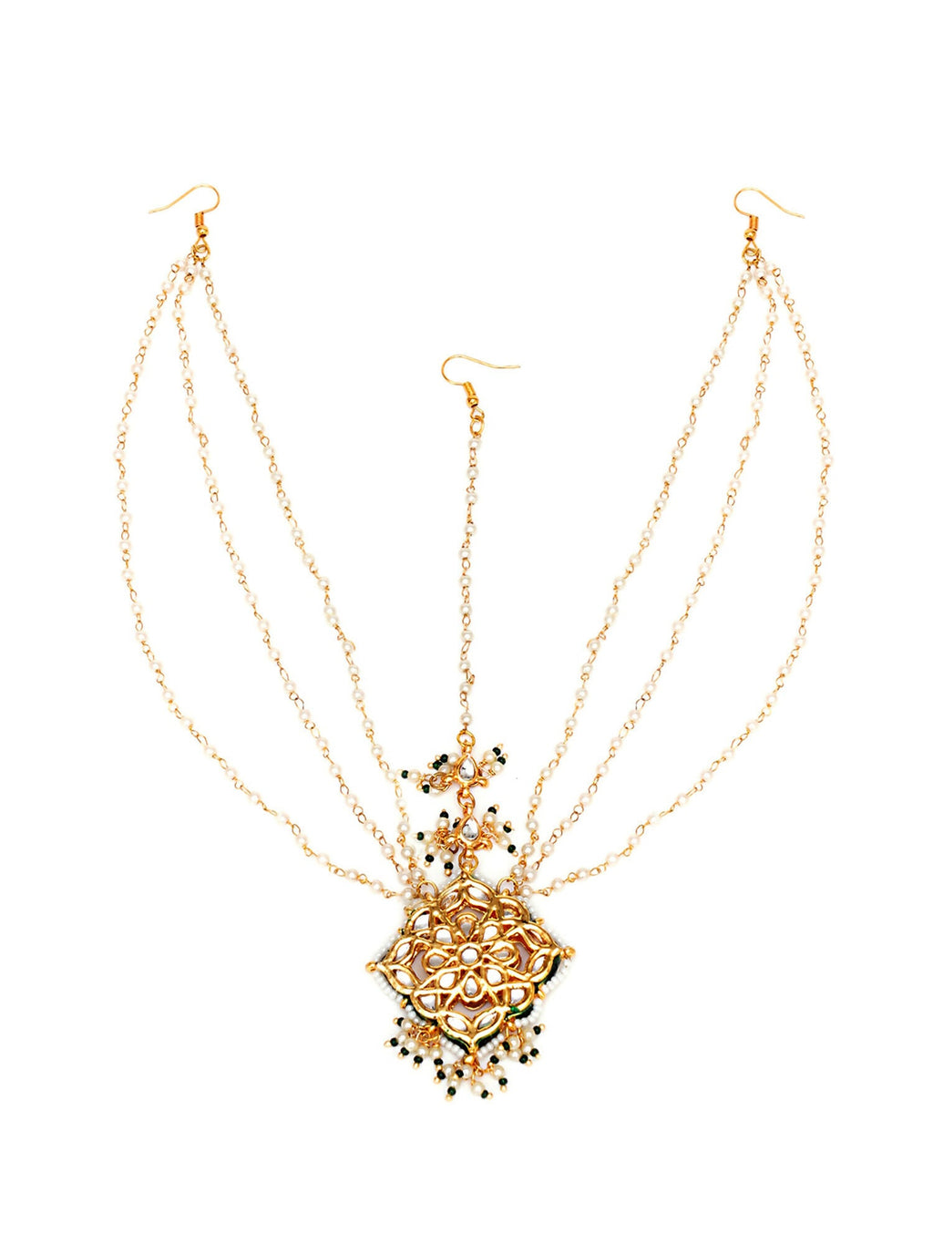 Layered Pearl Matha Patti (Gold) - Ruby Raang | Grocsy