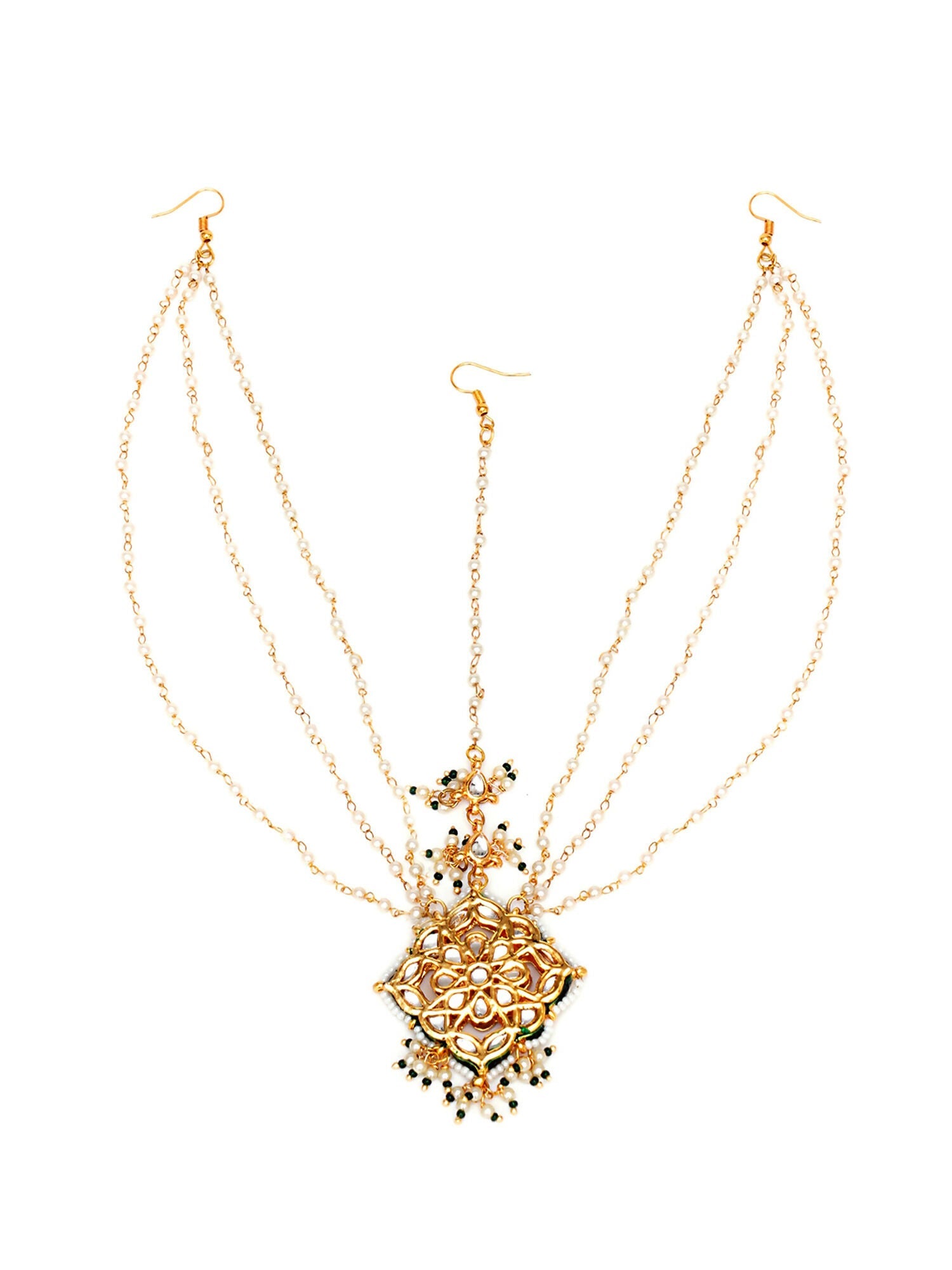 Layered Pearl Matha Patti (Gold) - Ruby Raang | Grocsy