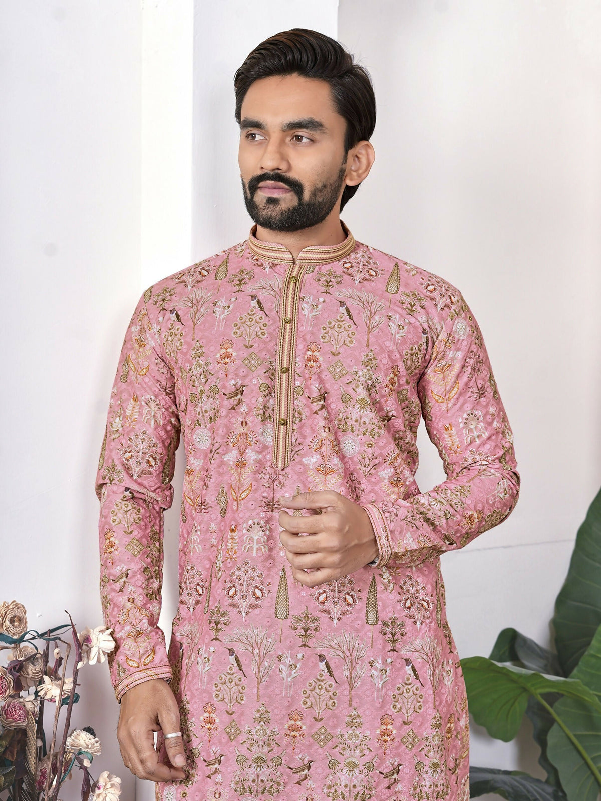 Anaita Peach Digital Printed Work Cotton Straight Kurta | Grocsy