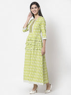 Myshka Women's Pure Cotton Printed 3/4 Sleeve Dress | Grocsy