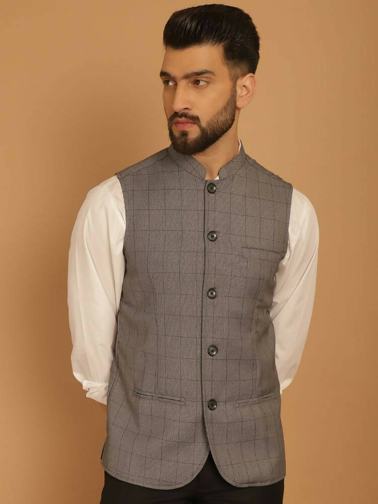 Even Apparels Nehru Jacket With Welt Pockets - Grey | Grocsy