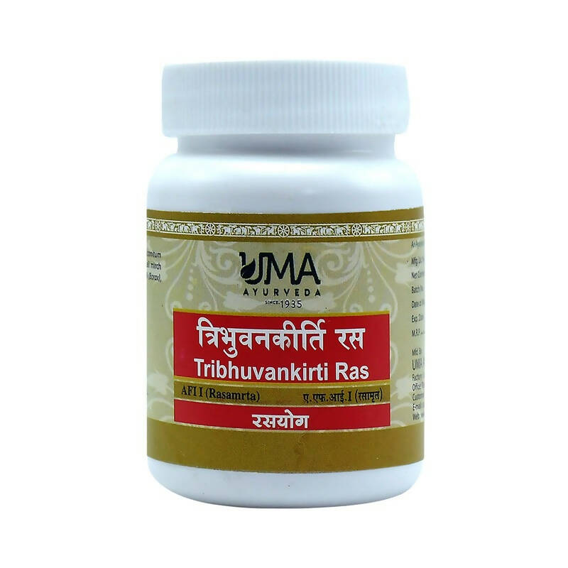 Uma Ayurveda Tribhuvan kirti Ras Tablets | Grocsy