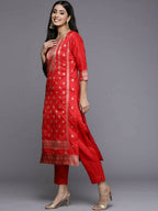 Ahalyaa Women Red Ethnic Motifs Kurta with Trousers | Grocsy
