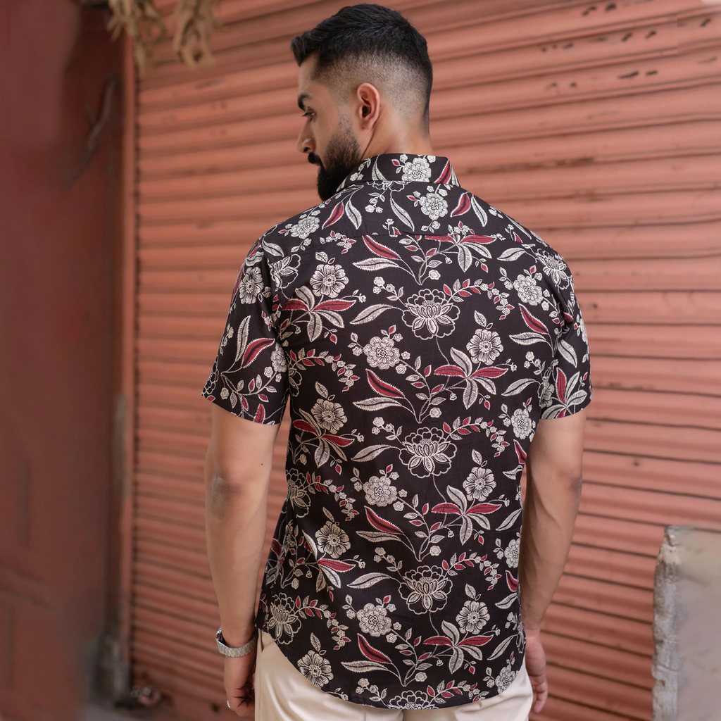 Miravan Men's Multi Colour Floral Printed Half Sleeve Slim Fit shirt | Grocsy