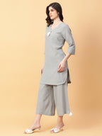 Joban Fashion Grey Cotton Khatha & Hand Work Co-ord Set | Grocsy