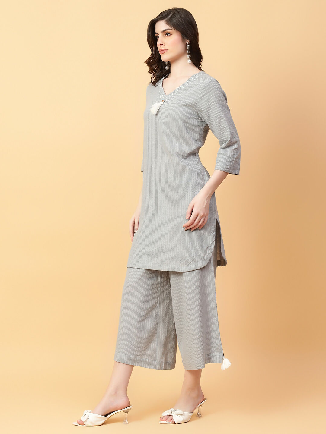 Joban Fashion Grey Cotton Khatha & Hand Work Co-ord Set | Grocsy