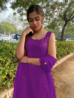 Partywear Designer Purple Georgette Palazzo Suit - Anbazaar | Grocsy