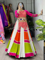 Yash Enterprise Multicolor Rayon Cotton Embroidery Semi Stitched Navratri Chaniya Choli | Grocsy