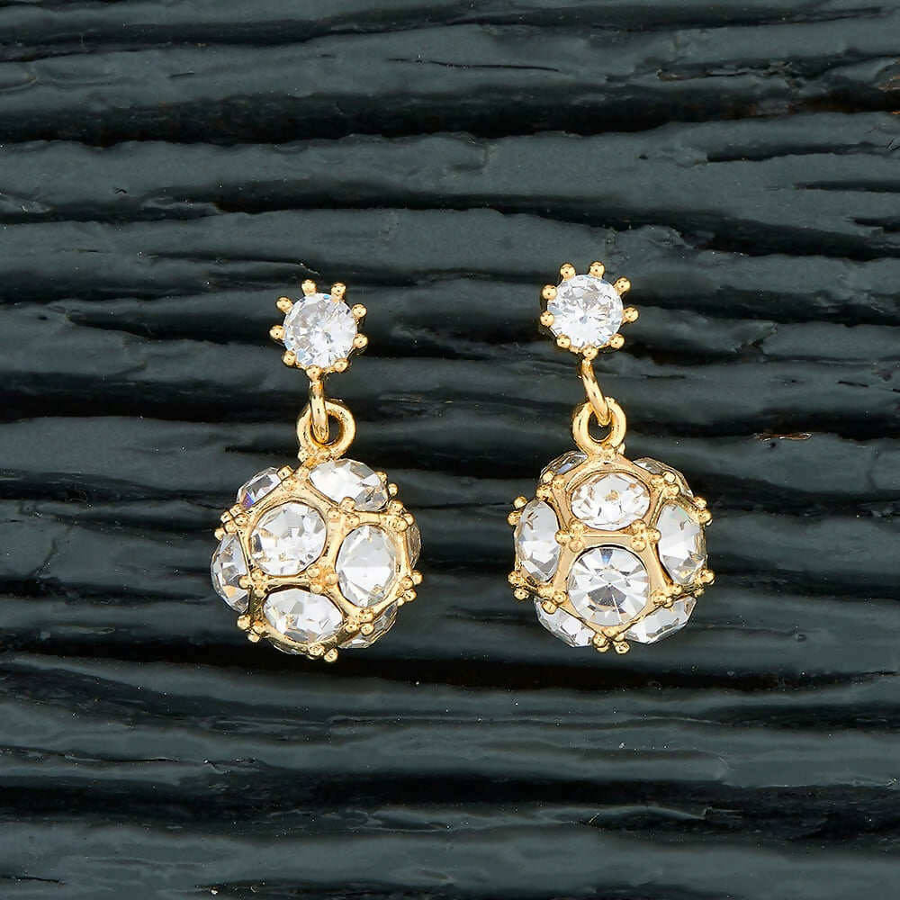 Joban Fashion Women Brass Golden White Ad Earrings | Grocsy