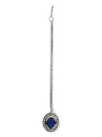 Women's Blue Silver-Toned Kundan Studded Maang Tikka - Ruby Raang | Grocsy