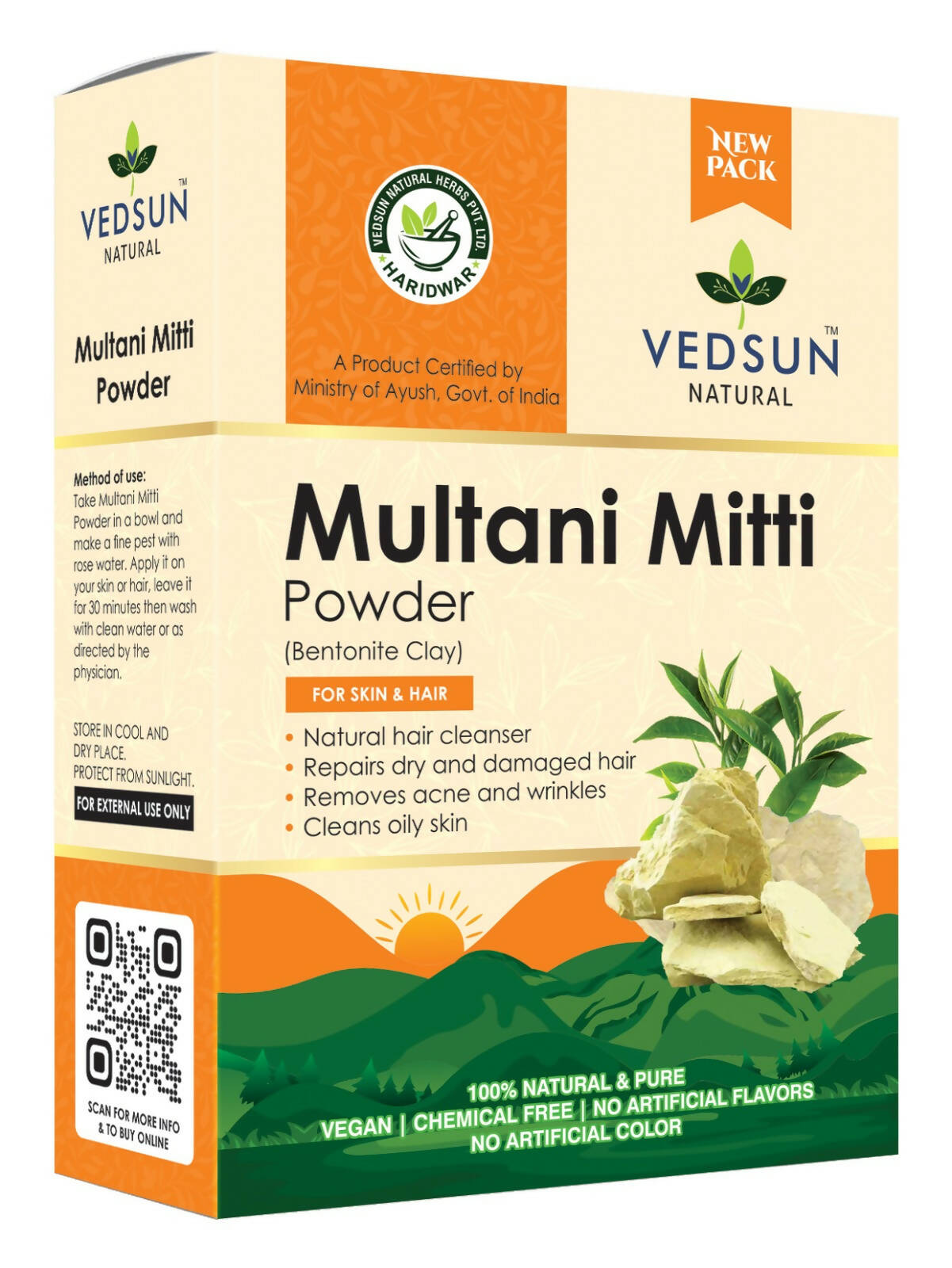 Vedsun Naturals Multani Mitti Powder for Face and Skin | Grocsy