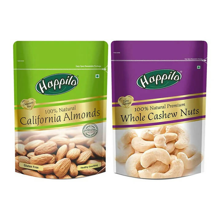 Happilo Premium Nuts Combo (Premium Whole Cashews & Californian Almonds) | Grocsy