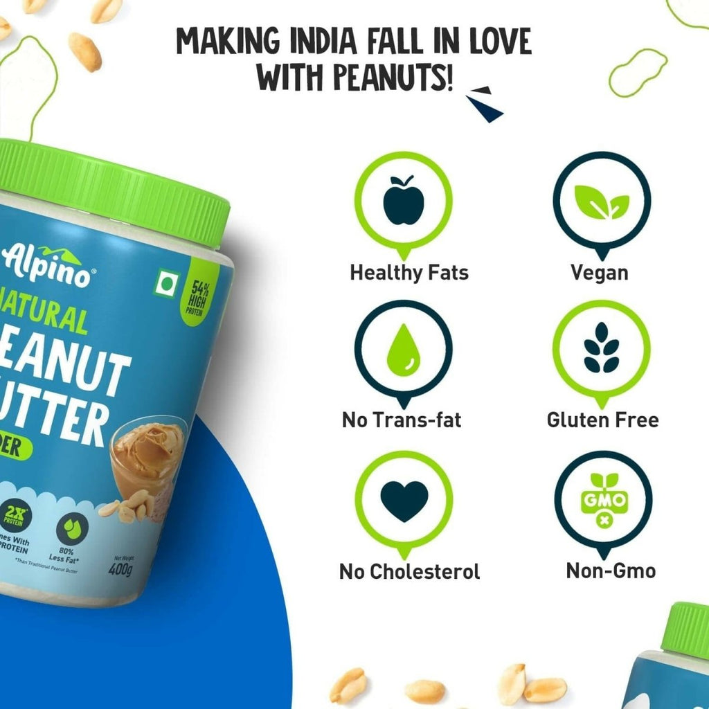 Alpino Natural Peanut Butter Powder Unsweetened | Grocsy
