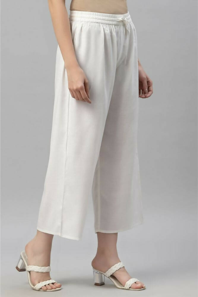 Juniper Women's White Rayon Straight Solid Pant/Slim Pant | Grocsy