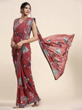 Peach Pure Georgette Sequence work Ready to wear Saree with stitched Blouse - Nirvana | Grocsy