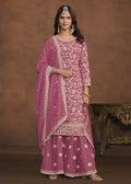 Faux Georgette Pink Embroidered Festive Salwar Suit - Emponline | Grocsy