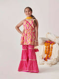 Joban Fashion Girl's Pink Yellow Color Sharara Set | Grocsy