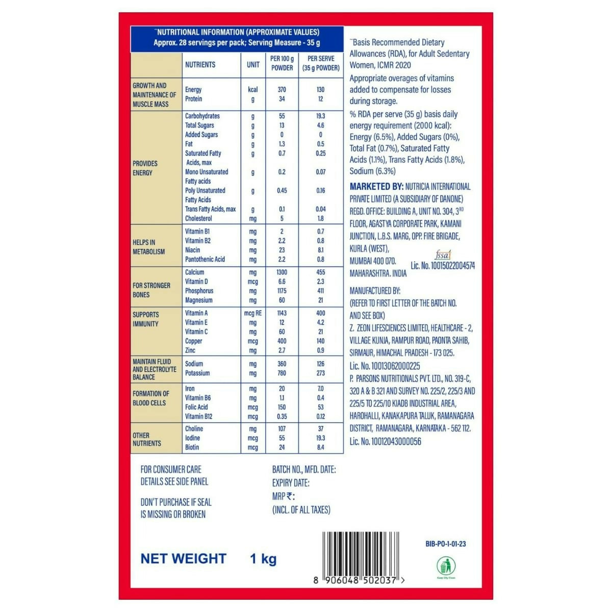 Protinex Health Supplement And Nutritional Protein Mix For Adults-(Creamy Vanilla) | Grocsy