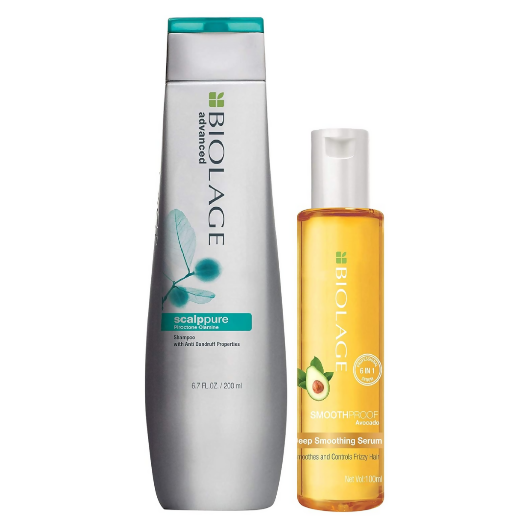 Matrix Biolage Scalppure Anti-Dandruff Shampoo And Smoothproof Serum Combo | Grocsy