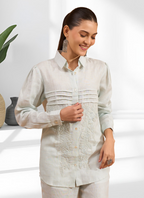 Joban Fashion Powder Blue Linen Embroidered Readymade Cord Set | Grocsy
