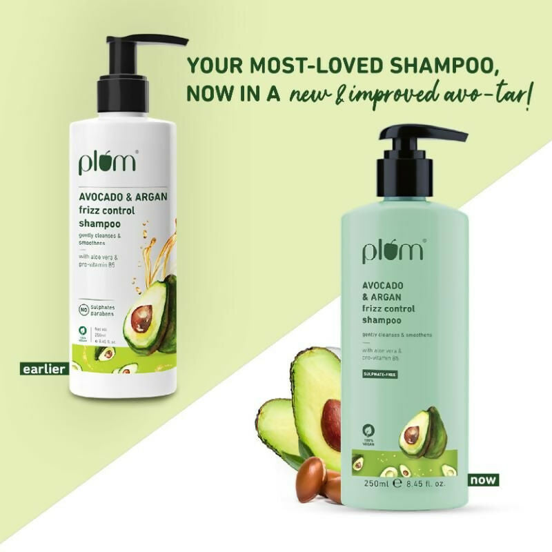 Plum Avocado & Argan Oil Sulphate-Free Shampoo For Frizzy Hair | Grocsy
