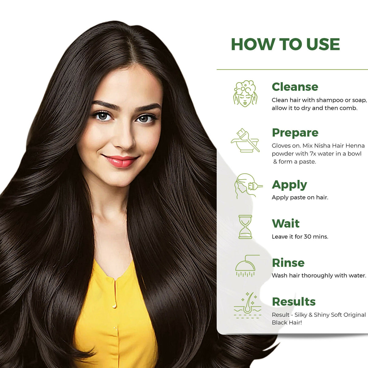 Nisha Henna Based Hair Colour for Women & Men Original Black (Pack of 10) | Grocsy