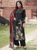 Jyoti Fashion Women's Black Velvet Floral Digital Printed Kurta with Trouser & Dupatta | Grocsy