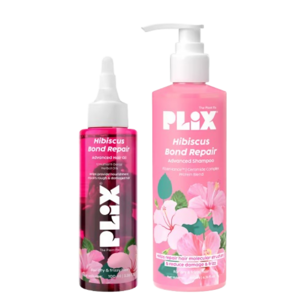 PLIX The Plant Fix Hibiscus Bond Repair Advanced Hair Oil & Shampoo | Grocsy