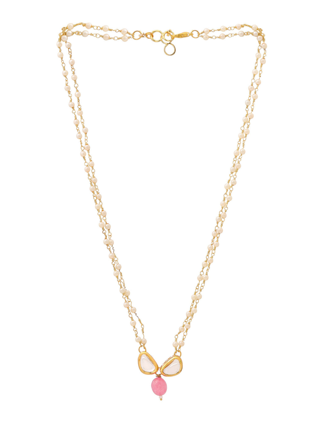 Ruby Raang Kundan and Pink Stone Necklace | Grocsy