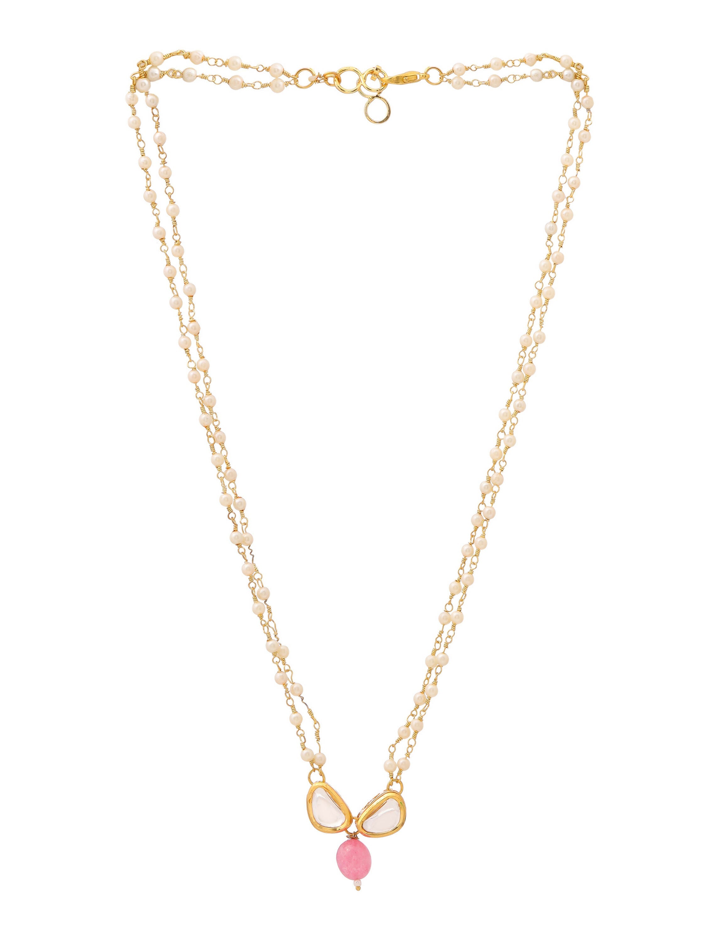 Ruby Raang Kundan and Pink Stone Necklace | Grocsy