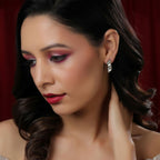 Boat Shaped Earrings with Diamond in Gold (Silver) - Ruby Raang | Grocsy