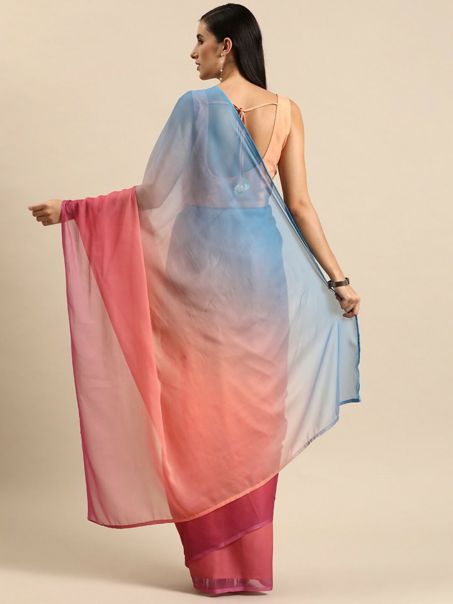 Ahalyaa Women's Traditional Semi Stitch Saree - Peach | Grocsy