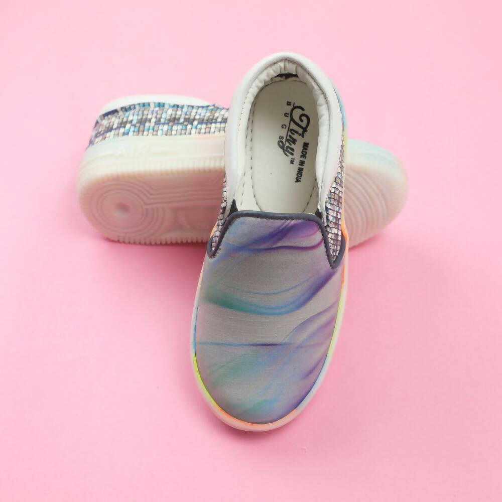 Tiny Bugs Unisex Sea Printed Slip Ons Sneakers - Grey | Grocsy