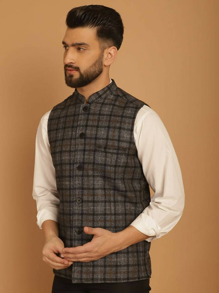 Even Apparels Pure Wool Nehru Jacket - Grey | Grocsy