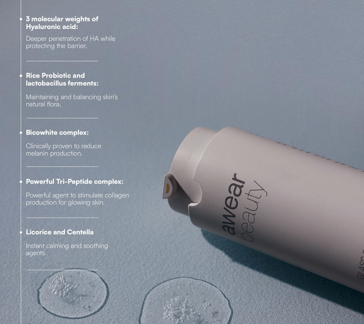 Awear Beauty Glass Skin Peptide Glow Serum | Grocsy