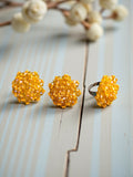 Inhanns Rangmani Crystal Duo – Adjustable Ring + Statement Earrings Set - Yellow | Grocsy
