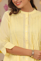 Juniper Women Limeyellow Cambric Solid A-Line Kurta | Grocsy