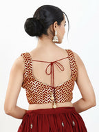 Joban Fashion Maroon Silk Padded Blouse With Sweetheart Neck Sleeveless | Grocsy