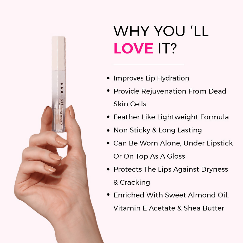 Praush Beauty Pout Cushion Luxe Lip Oil - Bubble Clear | Grocsy