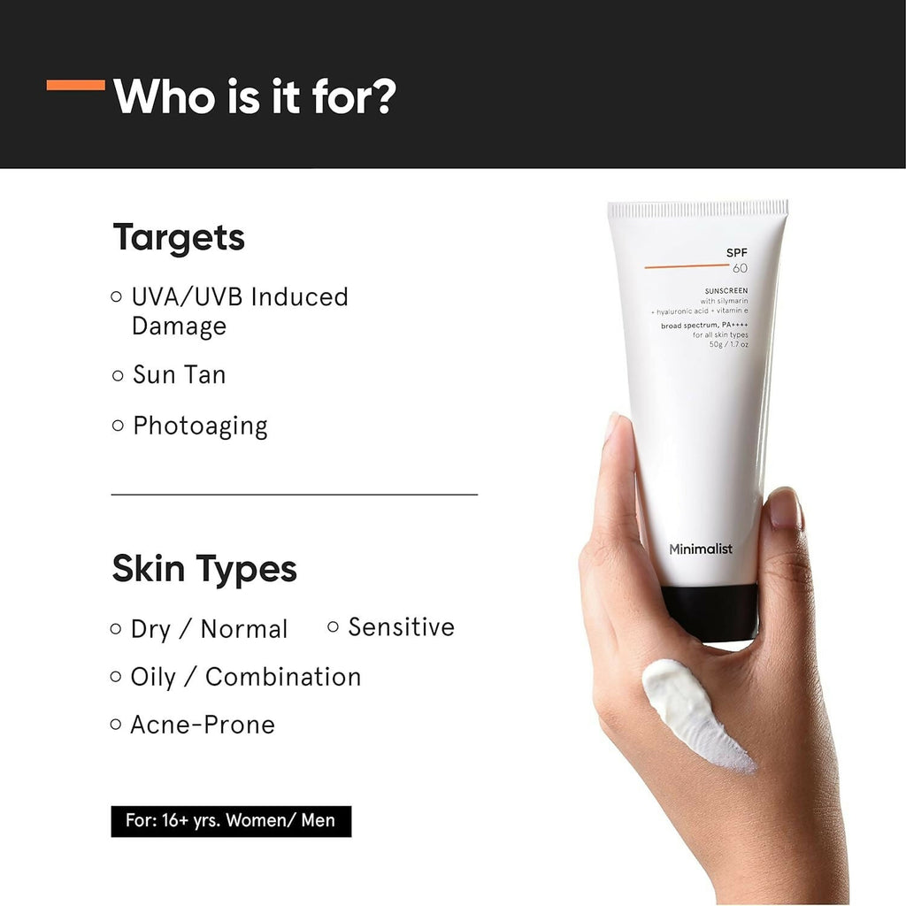 Minimalist Sunscreen SPF 60 PA ++++ For Sensitive Skin Broad Spectrum Sunscreen With Potent Antioxidants & Advanced Filters | Grocsy