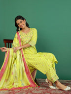Sangria Pure Cotton Embroidered Kurta & Trouser With Dupatta | Grocsy