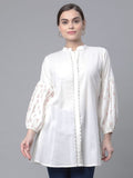 Ahalyaa Off White Pure Cotton Printed Tunic | Grocsy