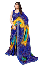 Vamika Ethnic Fire Blue Printed With Lace Saree | Grocsy