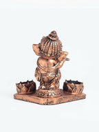 Golden Peacock Brown Ganesha Diya Holder | Grocsy